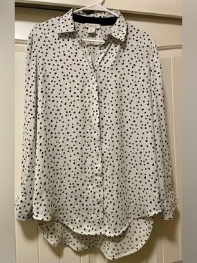 Rachel Zoe White Blouse with Black Heart Print